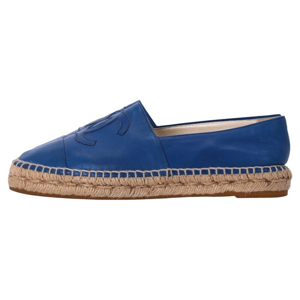 Chanel CC Espadrille Flats in Blue Lambskin Leather - Picture 7 of 12